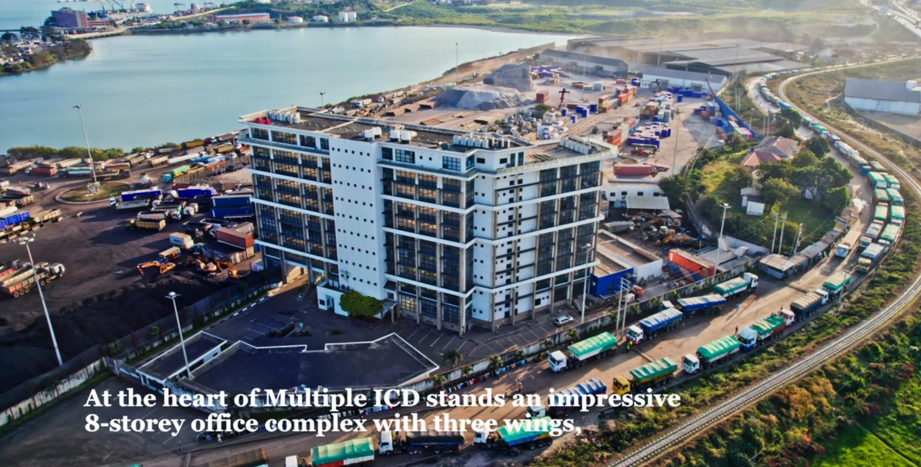 Aerial view of the eight-storey office complex