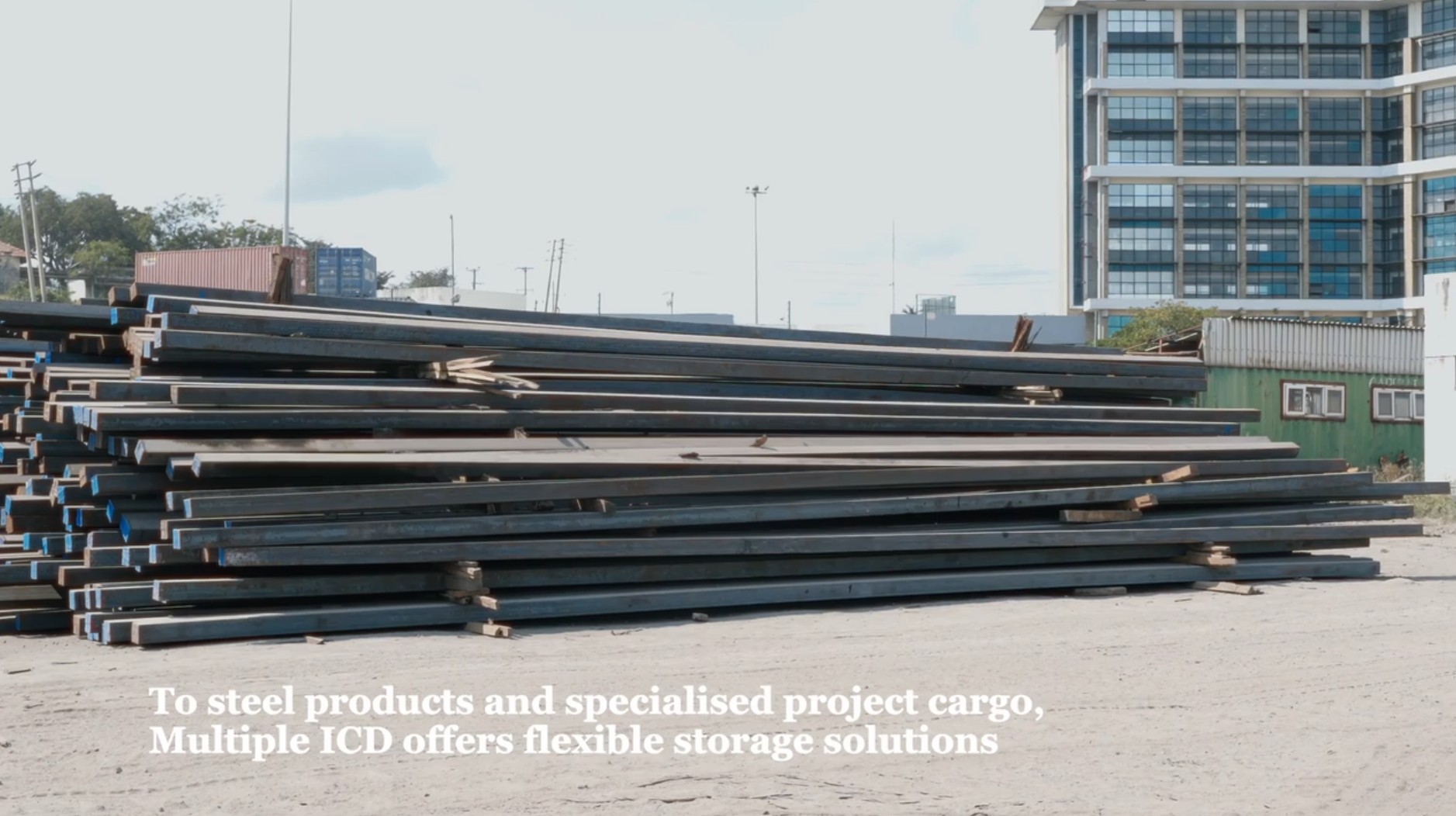 Steel products stored at the depot for project cargo handling