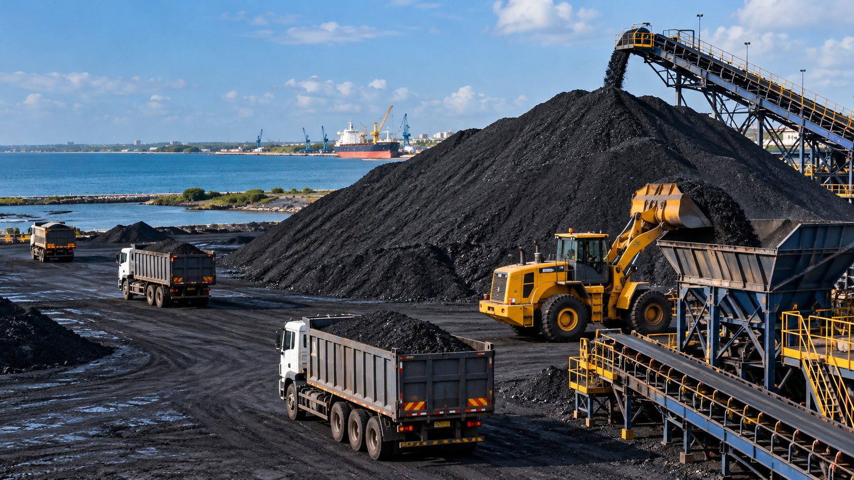 Bulk cargo stockpiles and handling at the depot