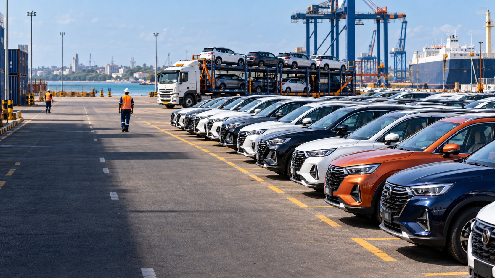 Motor vehicles stored in the depot yard