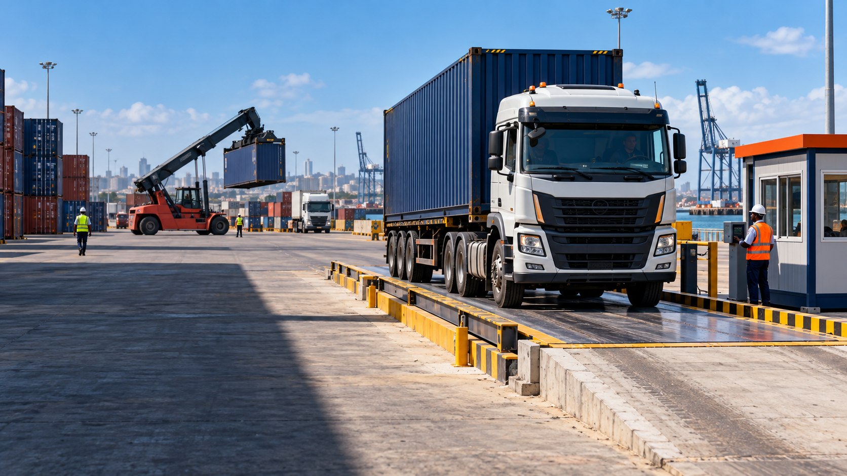 Truck weighing at a depot weighbridge